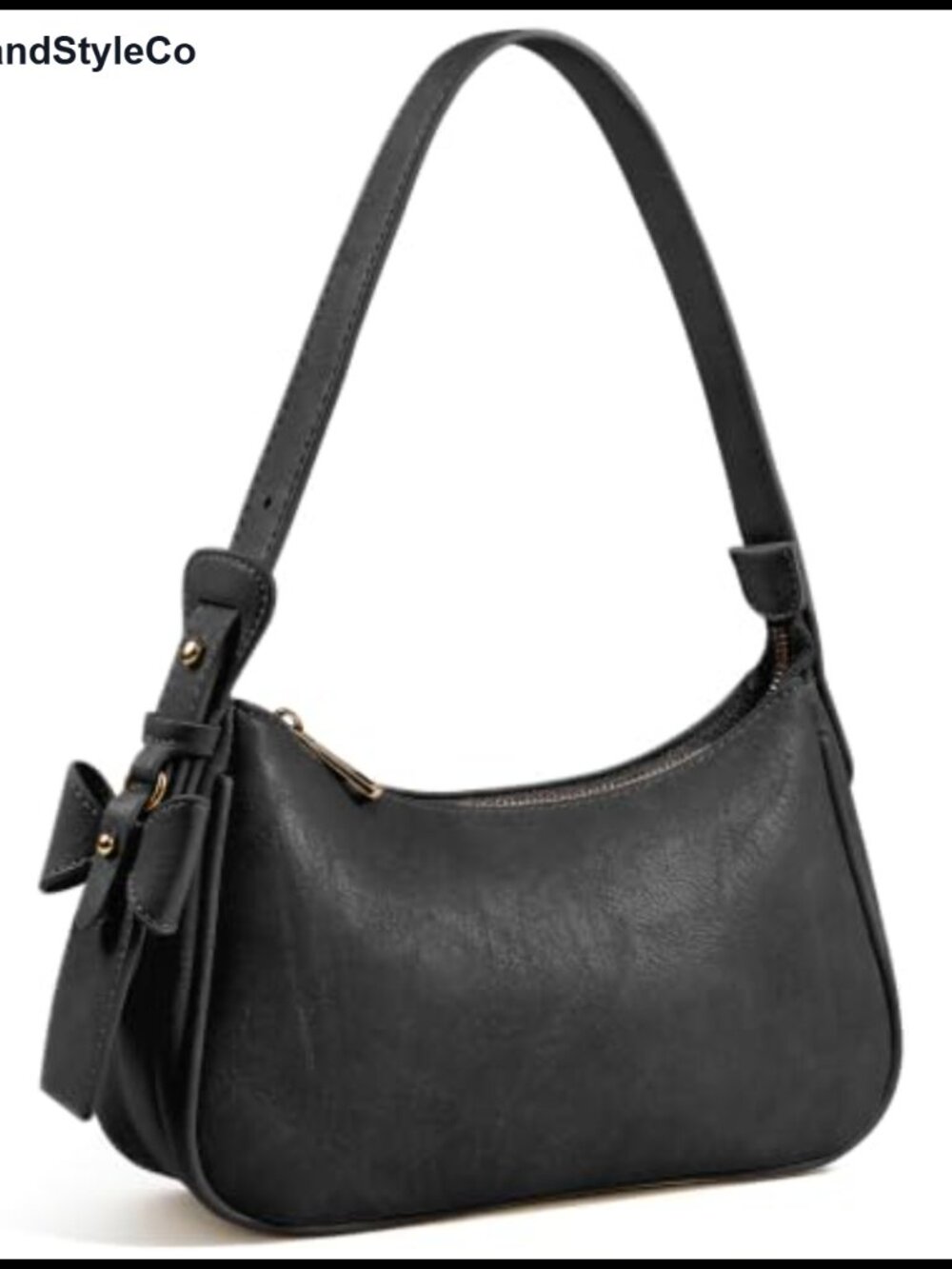 Women's Wrinkled Leather Hobo Shoulder Bag Underarm Purse with Bow